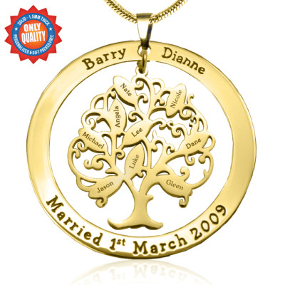 Personalised Tree of My Life Washer 9 - 18ct Gold Plated - By The Name Necklace;