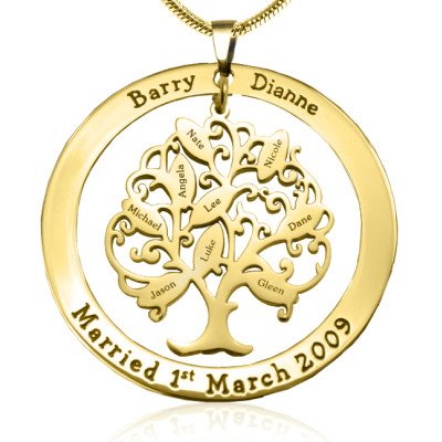 Personalised Tree of Life Washer Necklace, 18ct Gold Plated