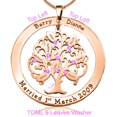 Personalised Tree of Life Washer Necklace - 18ct Rose Gold Plated