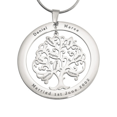 Personalised Tree of My Life Washer 8 - Sterling Silver - By The Name Necklace;