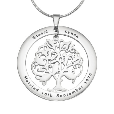 Personalised Tree of Life Washer Necklace 10 - Sterling Silver Jewellery