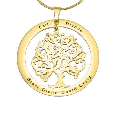 Personalised Tree of Life Washer Necklace, 18ct Gold Plated
