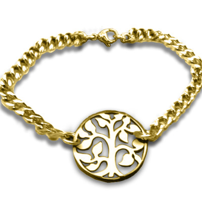 18ct Gold Plated Personalised Tree Bracelet