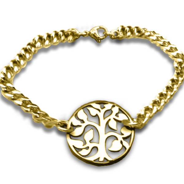 18ct Gold Plated Personalised Tree Bracelet