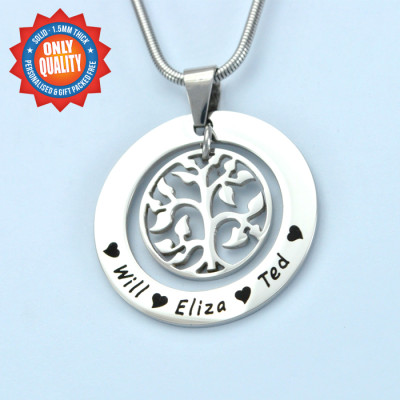 Personalised My Family Tree Necklace - Sterling Silver - By The Name Necklace;
