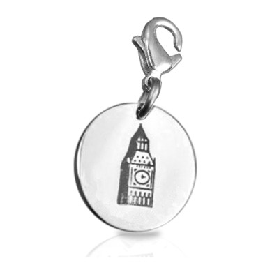 Custom Engraved Big Ben Tower Clock Charm