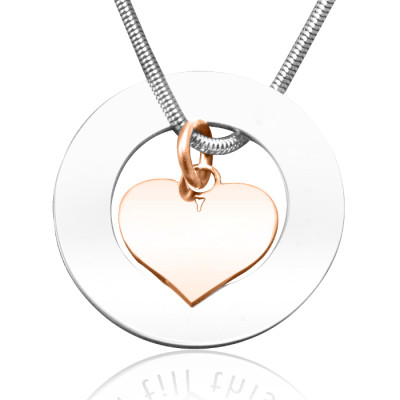Personalised Circle My Heart Necklace - Two Tone HEART in Rose Gold - By The Name Necklace;
