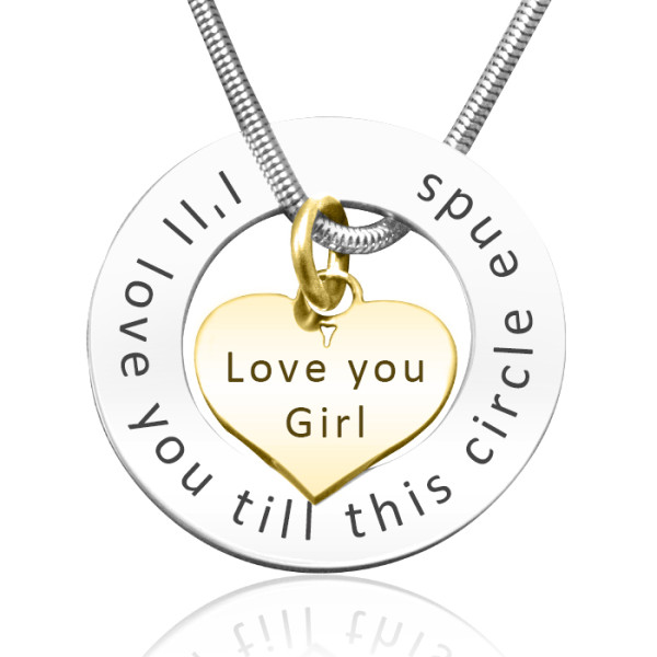 Personalised Circle My Heart Necklace - Two Tone HEART in Gold - By The Name Necklace;