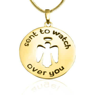 Personalised Guardian Angel Necklace 2 - 18ct Gold Plated - By The Name Necklace;