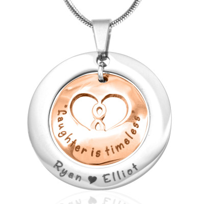 Personalised Two-Tone Infinity Dome Necklace - Rose Gold Dome and Silver