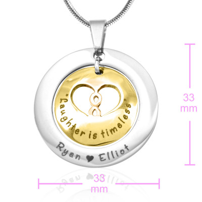 Custom Engraved Double Tone Dome Necklace - Gold & Silver
