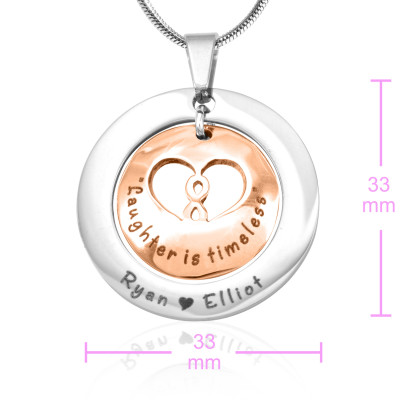 Personalised Two-Tone Infinity Dome Necklace - Rose Gold Dome and Silver
