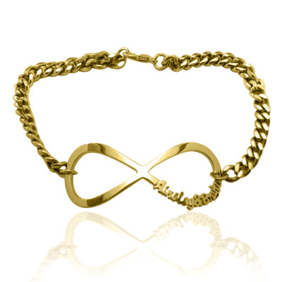Custom Engraved Name Infinity Bracelet or Anklet - 18K Gold Plated