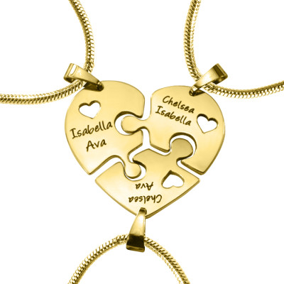 Personalised 3 Interlocking Heart Necklace Puzzle Set - Three Customised Pendants