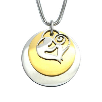 Customised Two Tone Gold and Silver "Mom Disk" Double Pendant Necklace