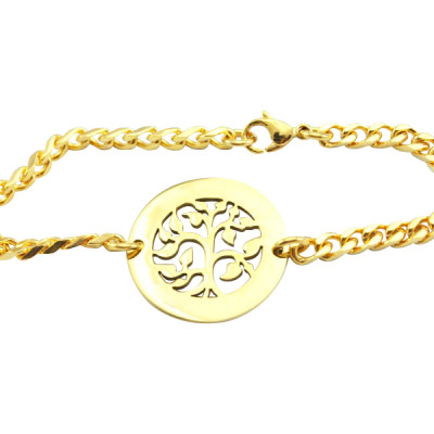 Personalised Tree Bracelet 18ct Gold Plated - Customised Gifts