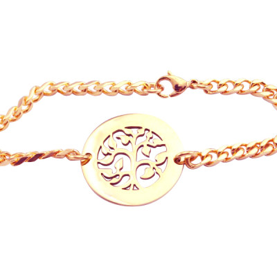 Custom Engraved Tree Bracelet - 18K Rose Gold Plated