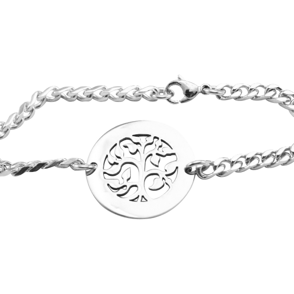 Custom Engraved Tree Charm Bracelet/Anklet in Sterling Silver