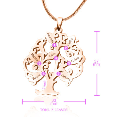Personalised Tree of Life Necklace 7, 18ct Rose Gold Plated