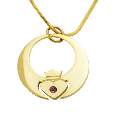 Engraved "Queen of My Heart" Necklace in 18k Gold Plated