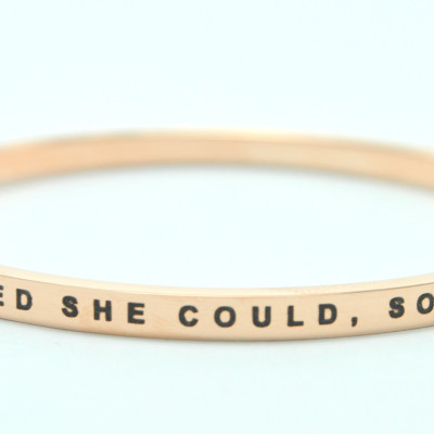 Custom Engraved "She Believed She Could" Inspirational Bangle, 18ct Gold Plated