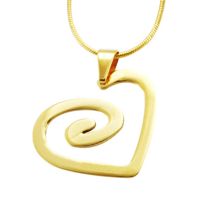 Customised Heart Swirl Necklace - 18K Gold Plated