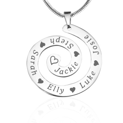 Custom Engraved Swirls of Time Pendant Necklace - Sterling Silver