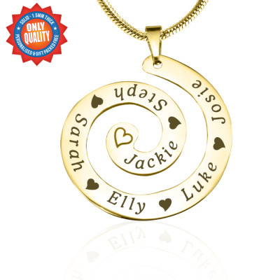 Personalised 18K Gold Plated Necklace with Swirls of Time Engraved