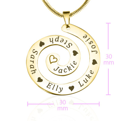Personalised 18K Gold Plated Necklace with Swirls of Time Engraved