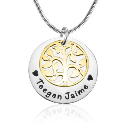 Personalised Gold Silver Engraved My Family Tree Disc Necklace