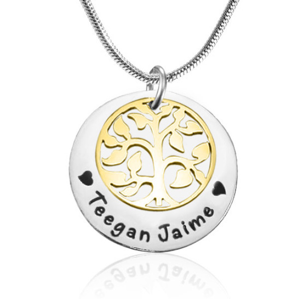 Personalised Gold Silver Engraved My Family Tree Disc Necklace