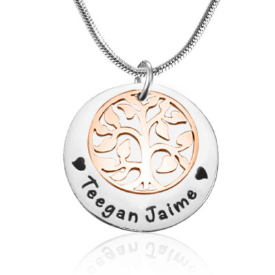 Personalised My Family Tree Single Disc - Two Tone - Rose Gold  Silver - By The Name Necklace;