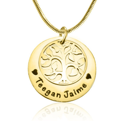 Personalised My Family Tree Single Disc - 18ct Gold Plated - By The Name Necklace;