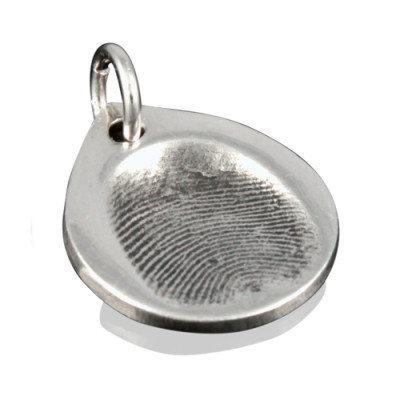 Sterling Silver TearDrop Pendant with Fingerprint Design