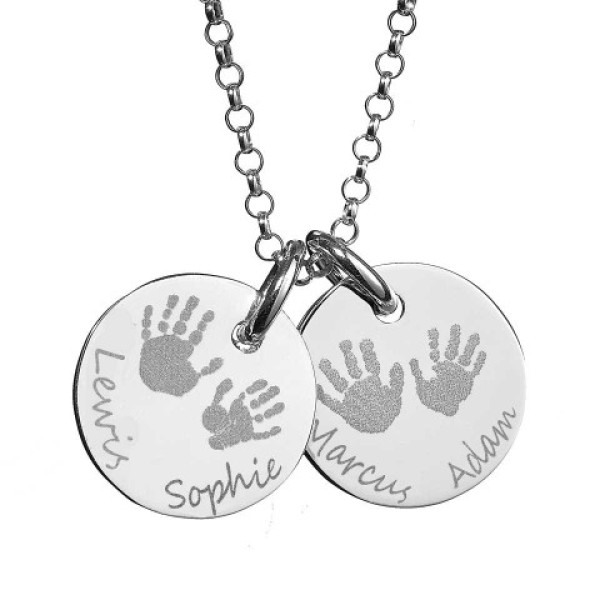 Personalised Kids Handprint Pendant Necklace with Engraving