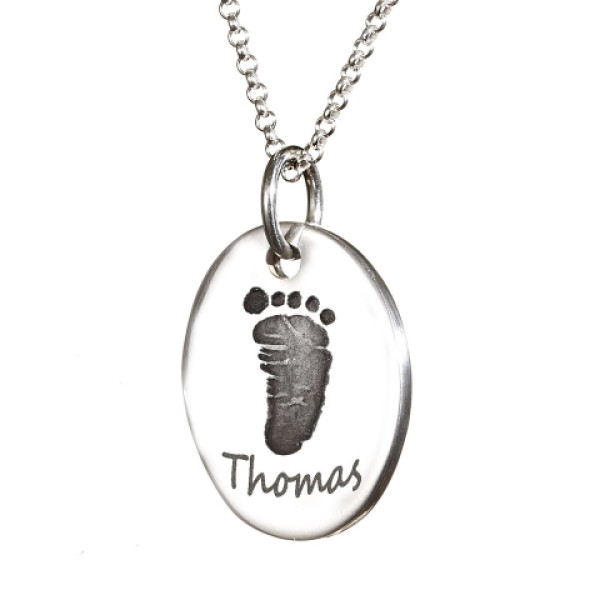 Sterling Silver Hand and Footprint Oval Charm Jewellery