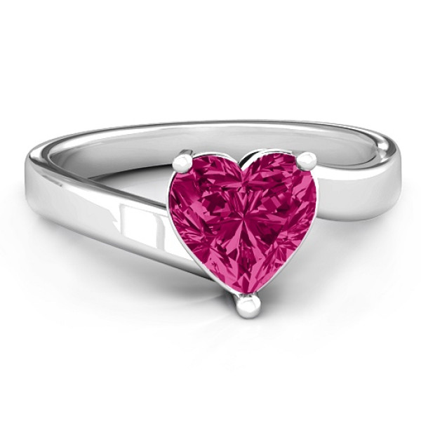 Chunky Solitaire Heart Ring in Sterling Silver