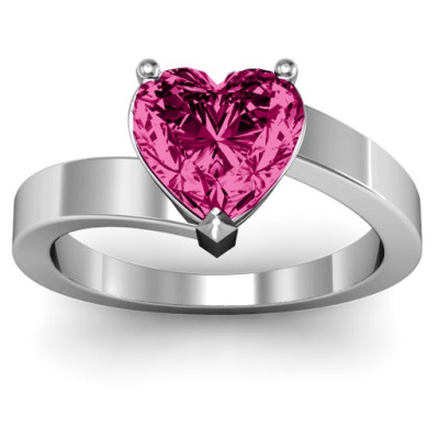 Chunky Solitaire Heart Ring in Sterling Silver