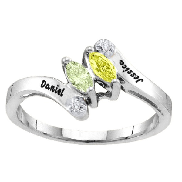 Marquise Cut Bypass Engagement Ring with Diamonds