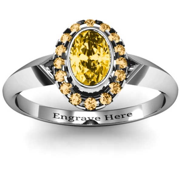 Fancy Oval Cluster Bezel Set Ring: Exquisite Royal Design"