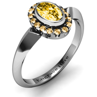 Fancy Oval Cluster Bezel Set Ring: Exquisite Royal Design"