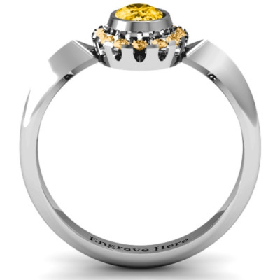 Fancy Oval Cluster Bezel Set Ring: Exquisite Royal Design"