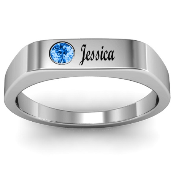 Personalised Name Ring in Engraved Stone - Soliloquy