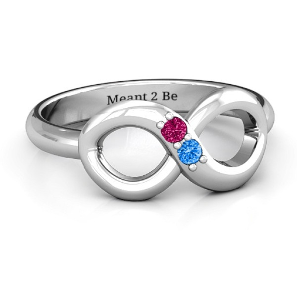 Delightful "Twosome Infinity" Silver Ring