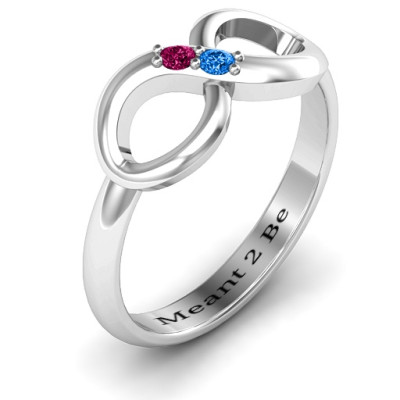 Delightful "Twosome Infinity" Silver Ring