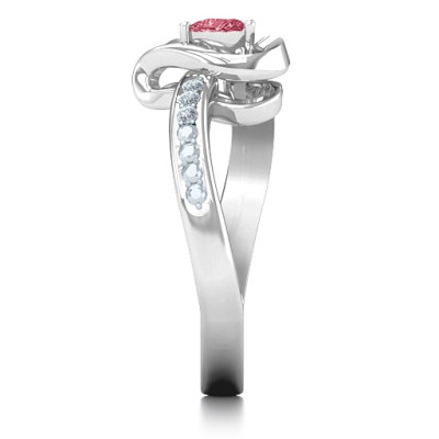 18ct White Gold Falling For You Accented Heart Ring - By The Name Necklace;