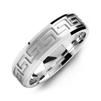 Men's Greek Key Grooved Eternity Ring