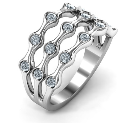Trendy 3-Row Wave Ring Jewellery