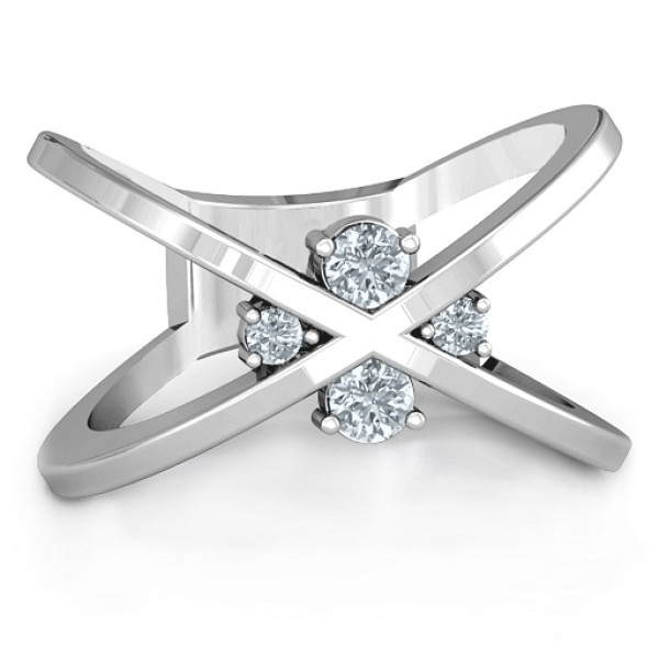 4-Stone Diamond Crossover Ring
