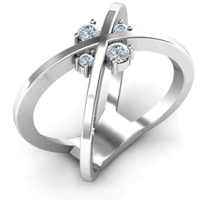 4-Stone Diamond Crossover Ring